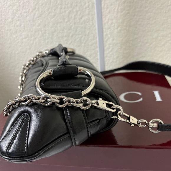 Gucci Black leather horsebit Quilted Leather Shoulder Bag small - Picture 6 of 12